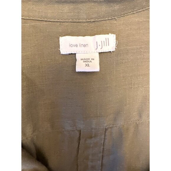 J. Jill Love Linen Womens Tunic Top With Button Front In Olive Green Size XL - Picture 4 of 6